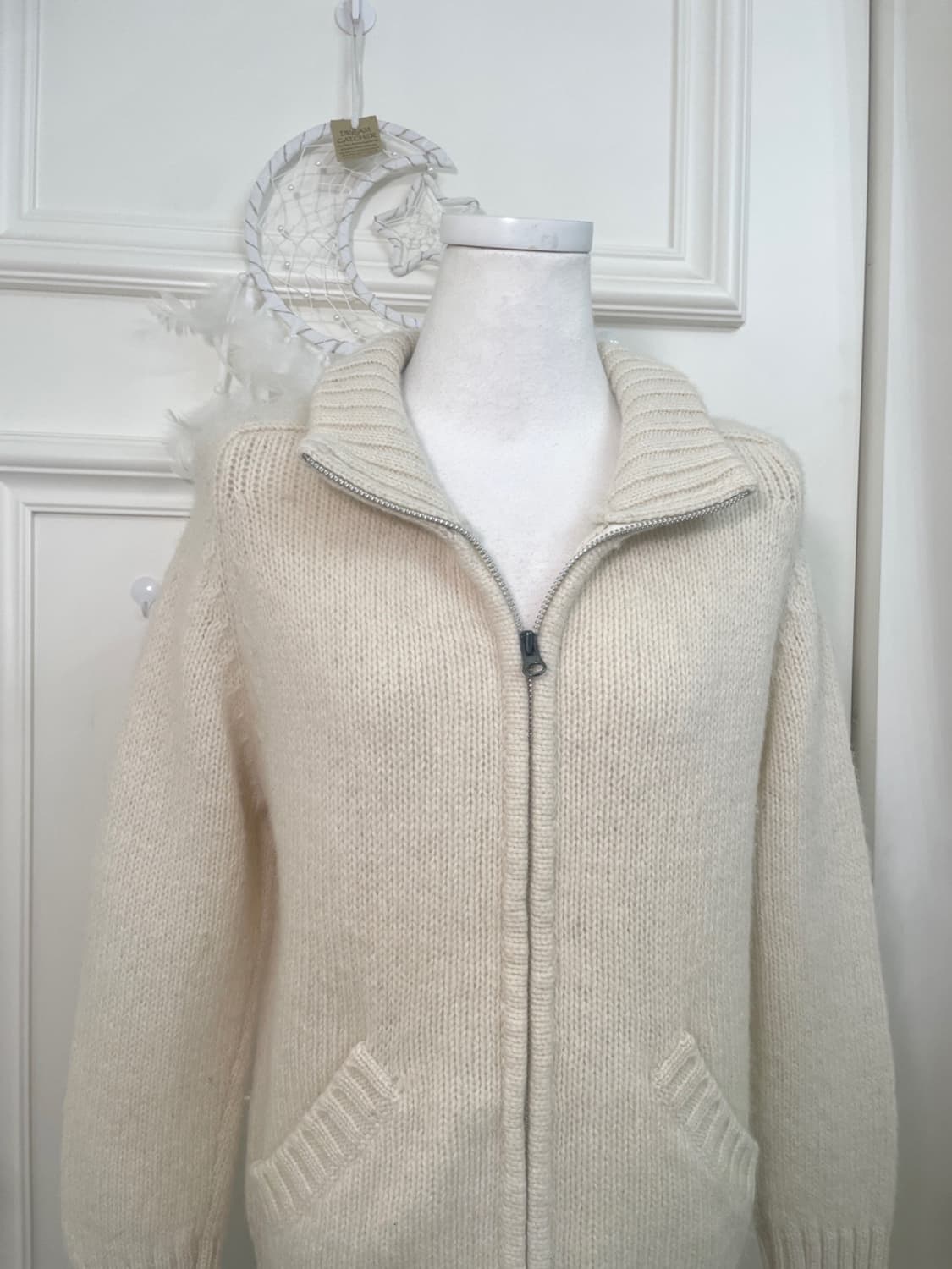 ivory basic wool collar zip pocket cardi 상품이미지5
