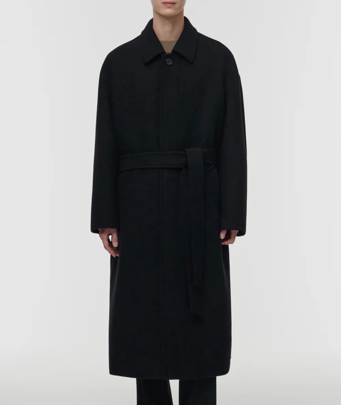 무신사스탠다드 울 블렌드 맥시 발마칸 로브 코트 블랙 L 택채 새제품 상품이미지1