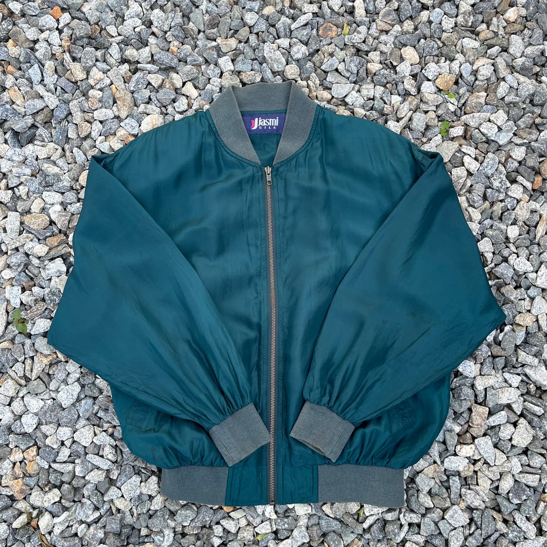 90s Jjasmi Silk 빈티지 블루종 실크 100 %(실측확인) 상품이미지1