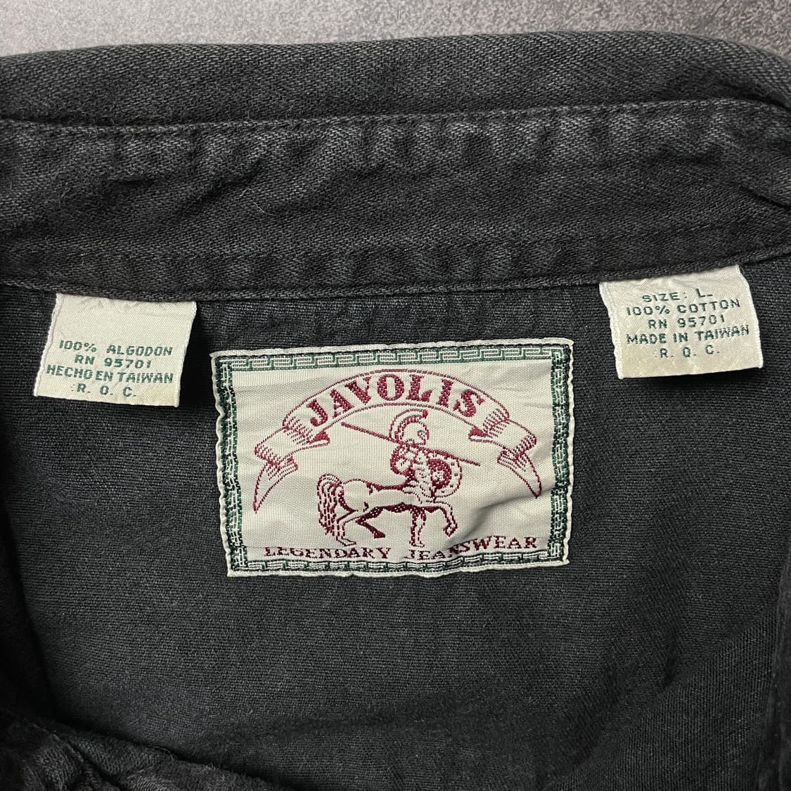 JAVOLIS 빈티지 블랙 코튼 워크셔츠 A00613 상품이미지9