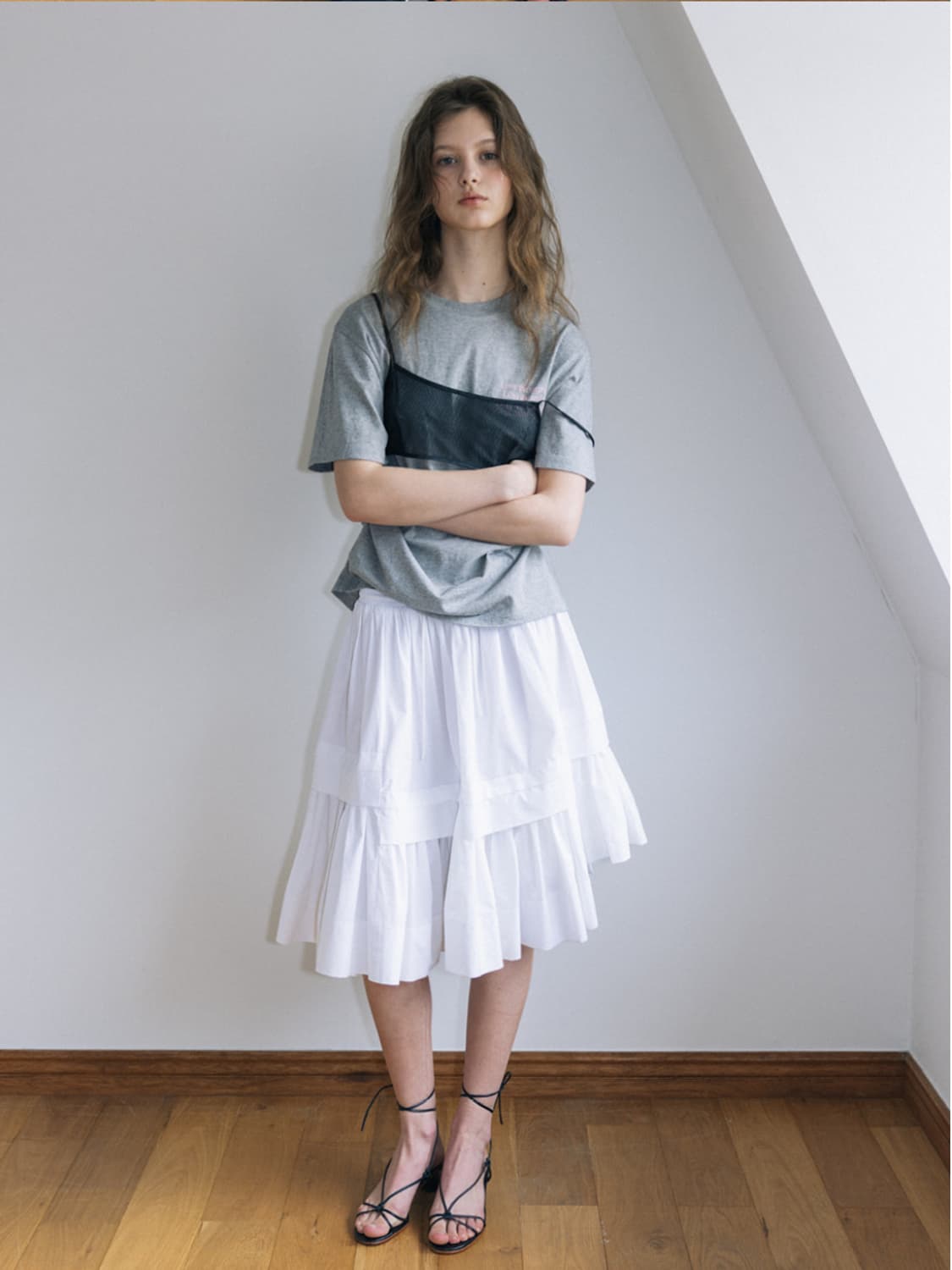 스튜디오테이블 UNBALANCE LAYER SKIRT 언발란스 스커트 상품이미지2