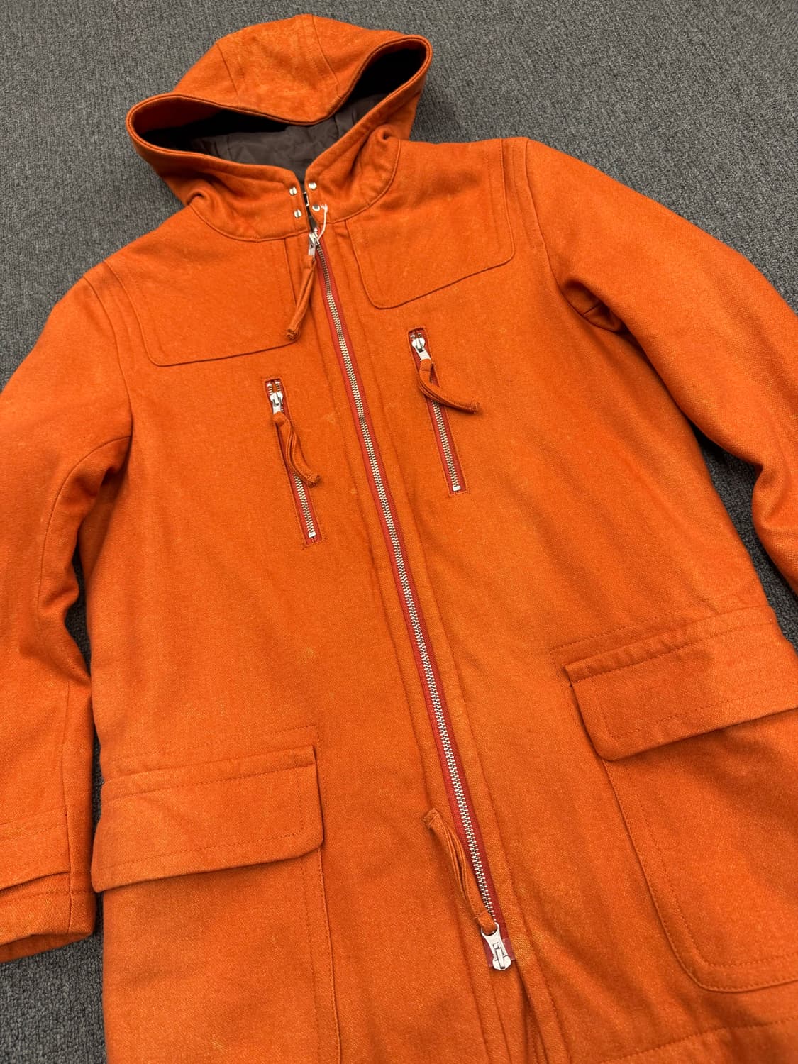 M)BAHUT 빈티지 여성 오렌지 후드 코트 상품이미지2