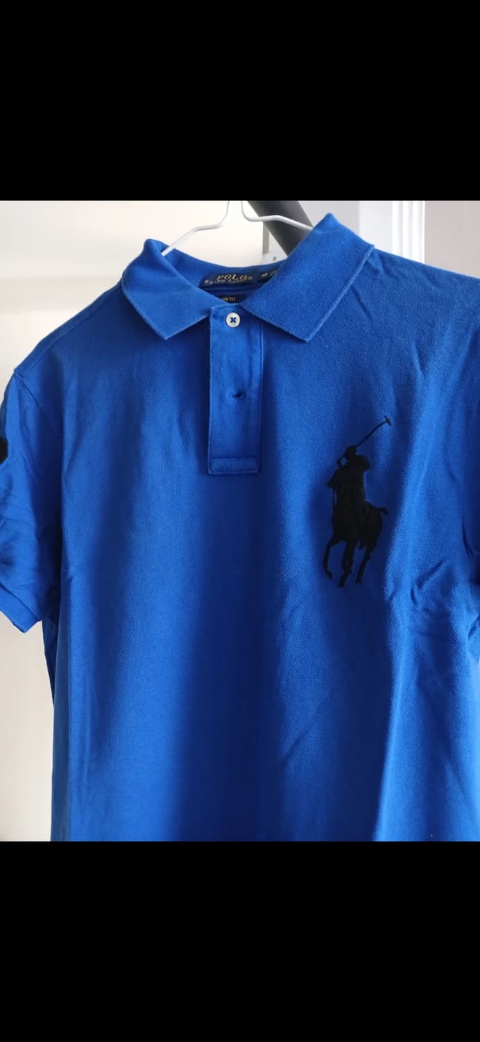 폴로 랄프로렌 빅포니 커스텀핏 블루 반팔 카라티 M 상품이미지1