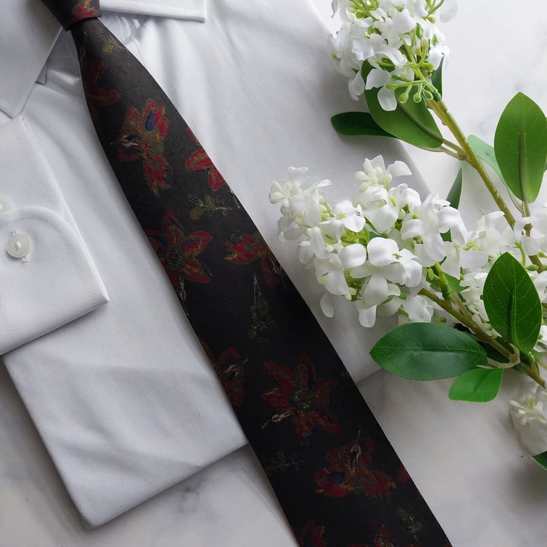 던힐 실크 다크그레이&브라운 아트 패턴 넥타이 9cm A+등급 K1456 상품이미지8