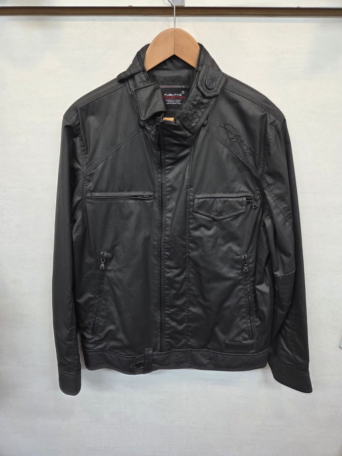 푸부 싸인 자수로고 레이싱 라이더 레인 코팅 자켓 m L 상품이미지1