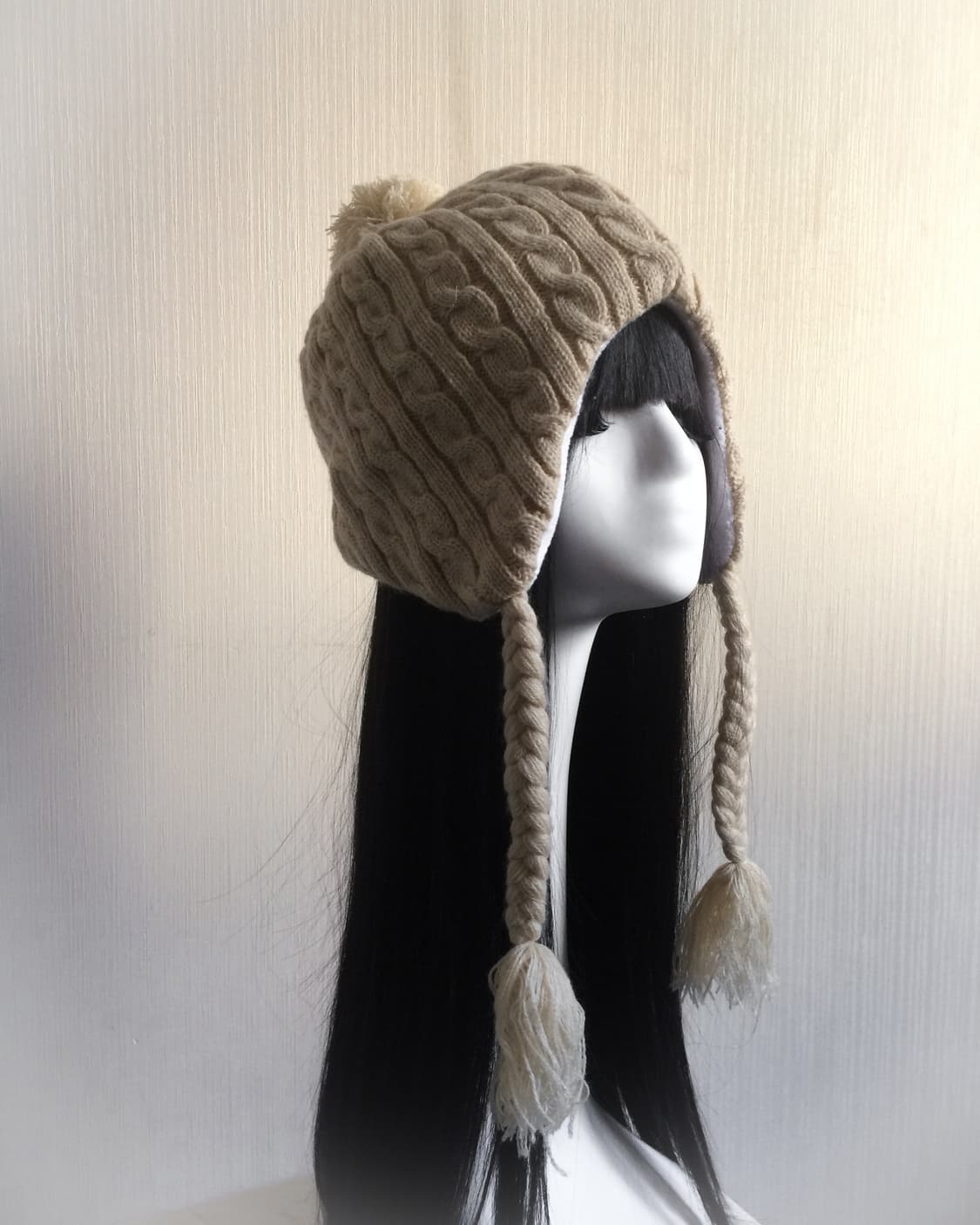 Pom cable pattern beanie 상품이미지2