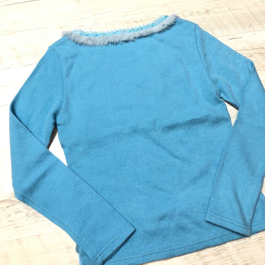 SkyBlue Lace Trimming Fur Sleeve 상품이미지4