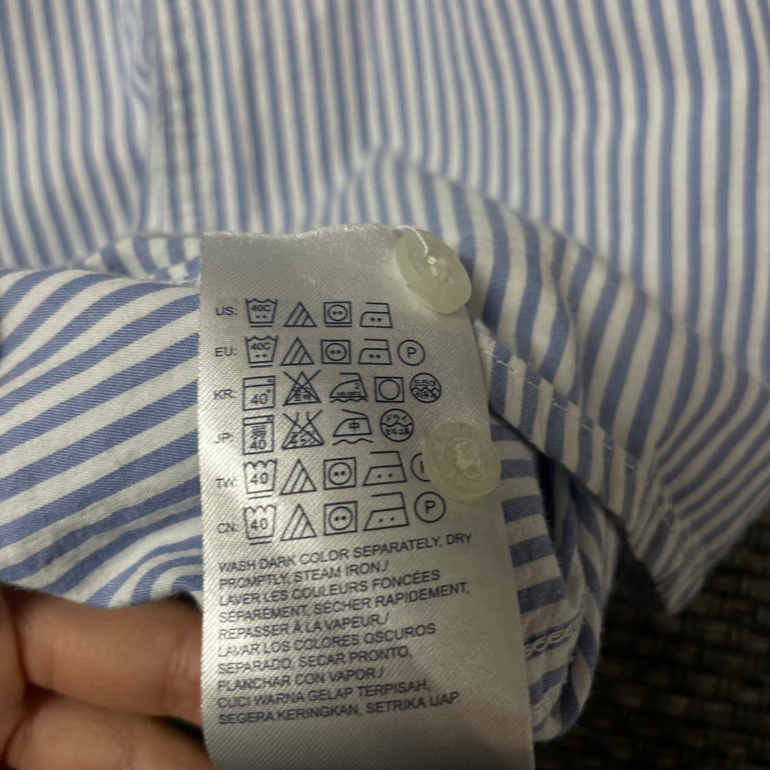 타미힐피거 스카이블루 스트라이프 반팔 셔츠 152 상품이미지6