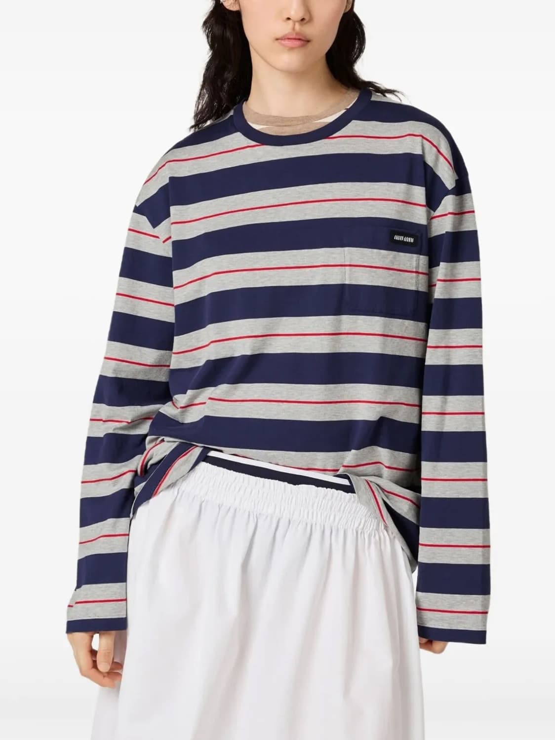 미우미우 스트라이프 코튼 롱슬리브 상품이미지1