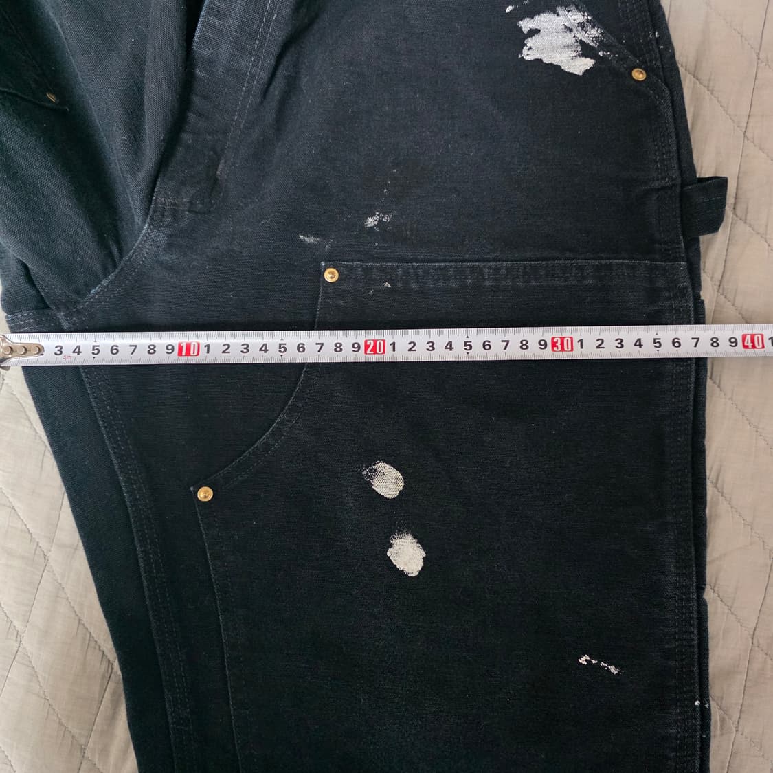 [38] 빈티지 칼하트 더블니 B01 BLK 워크팬츠 페인팅 크롭 BK4 상품이미지9