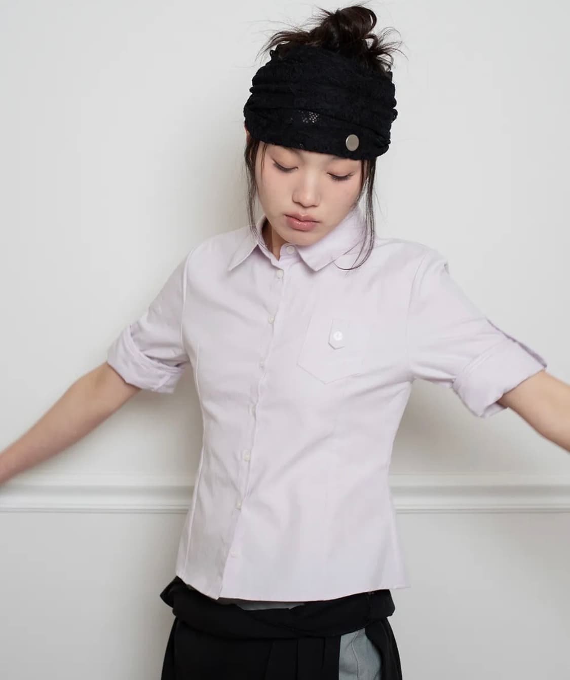 ONSKA ROLL UP OXFORD SHIRT (PALE PINK) 상품이미지1