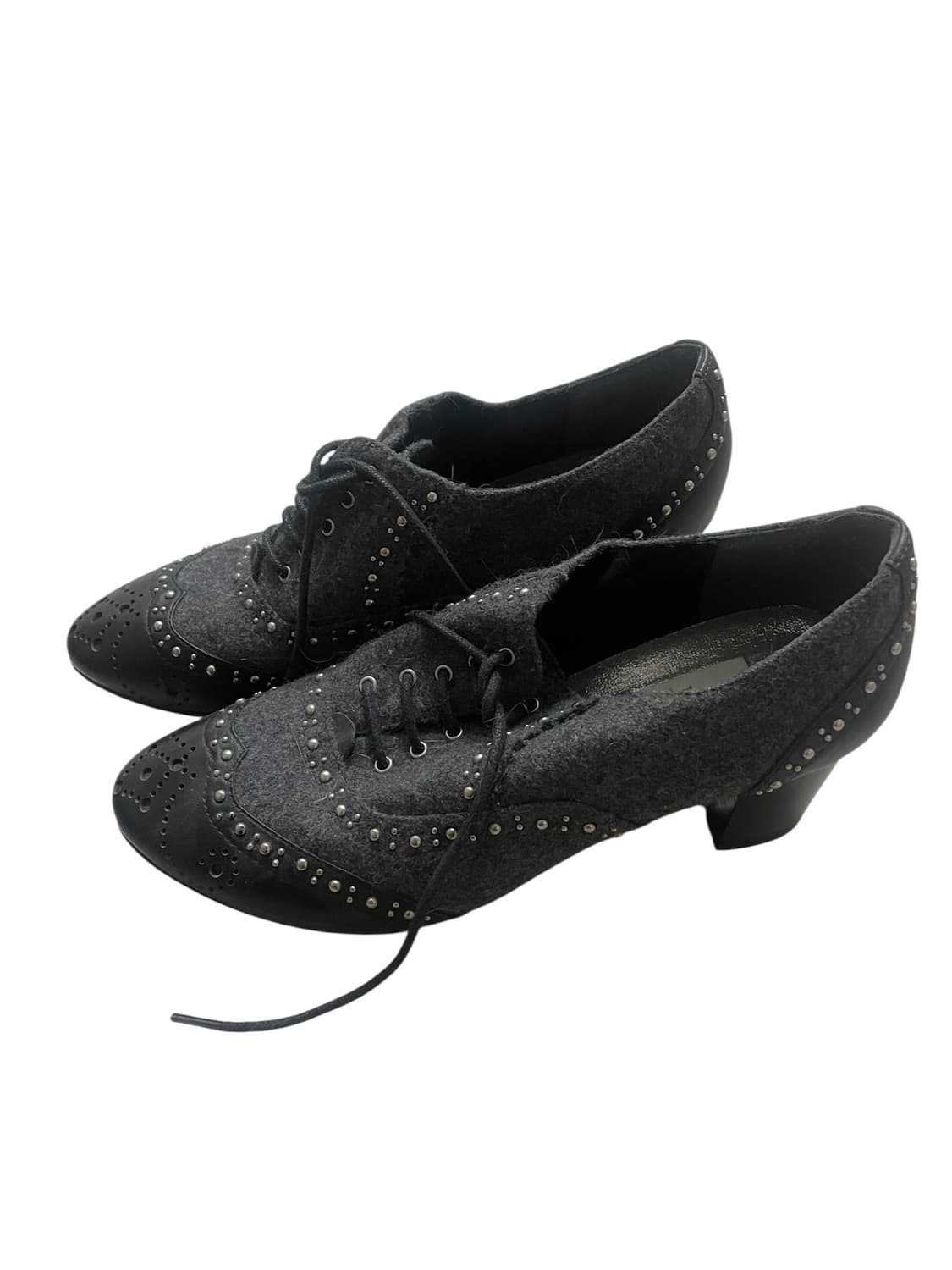 Vtg 스터드 아일렛 힐 230 그런지페어리히피핀터레스트 뮬 로퍼 구두 상품이미지3