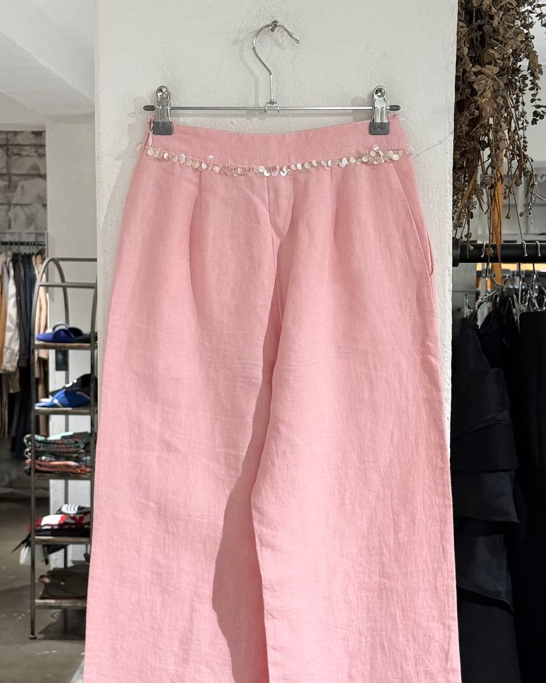 막스마라 핑크 퓨어 린넨 스팽글 팬츠 상품이미지5