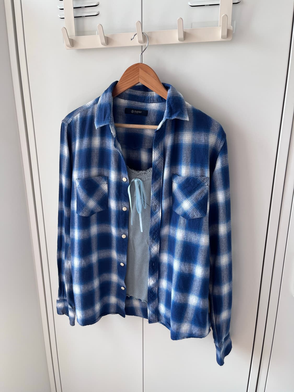 Nano base 블루 체크 셔츠 남방 상품이미지7