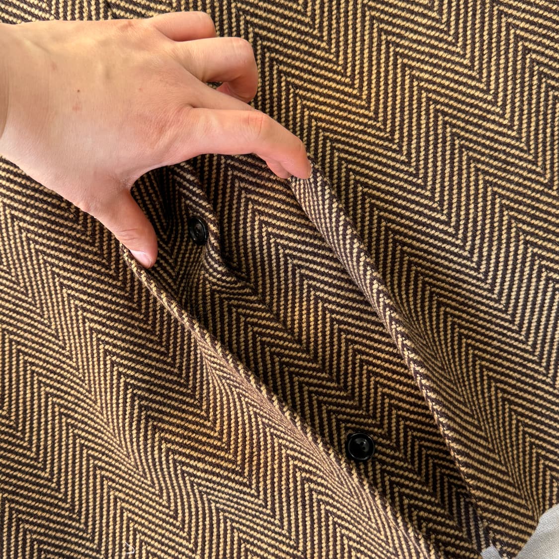 앤더슨벨 헤링본 브라운 코트 S(100) 상품이미지6