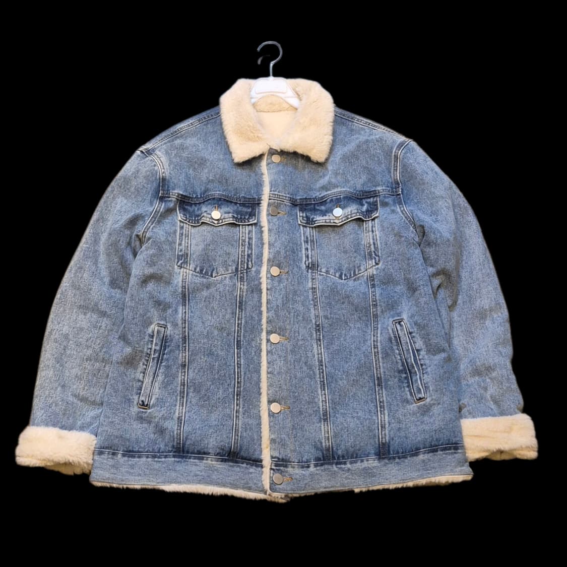 FREE(착샷잇음) 털배색 데님자켓  상품이미지1