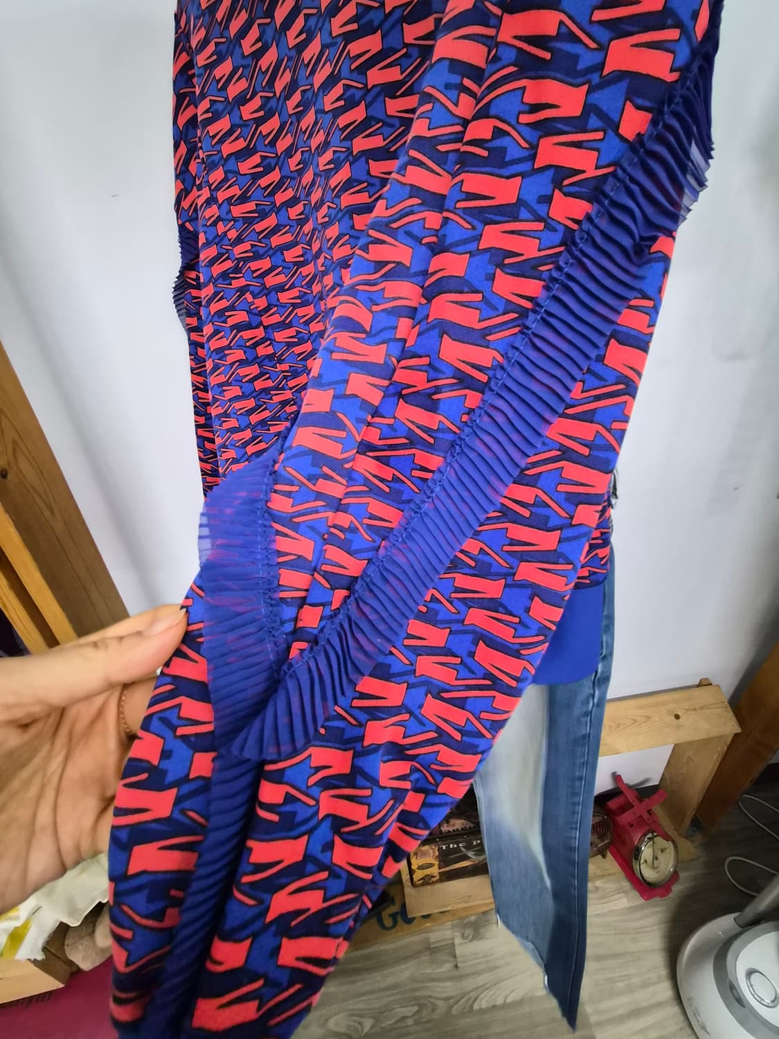 디자이너 소프트 스판프릴 맨투맨. 자라 투톤 데님 상품이미지4