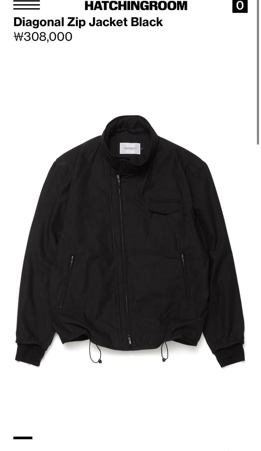 해칭룸 Diagonal Zip Jacket Black 상품이미지1