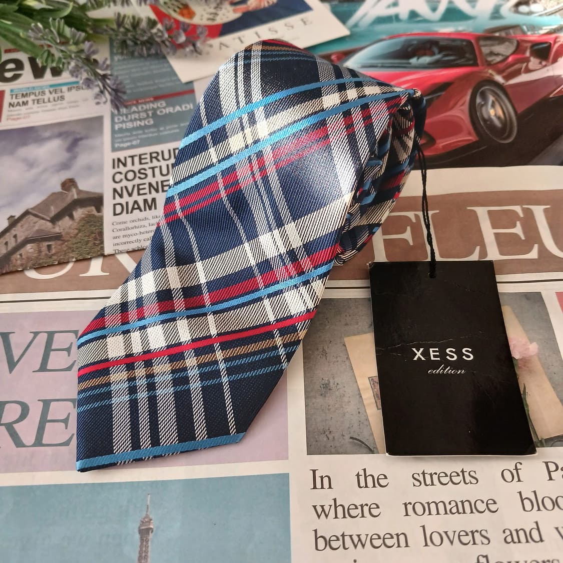 젝스 실크 네이비 체크 슬림 넥타이 7.6cm 새상품 A19080
 상품이미지1