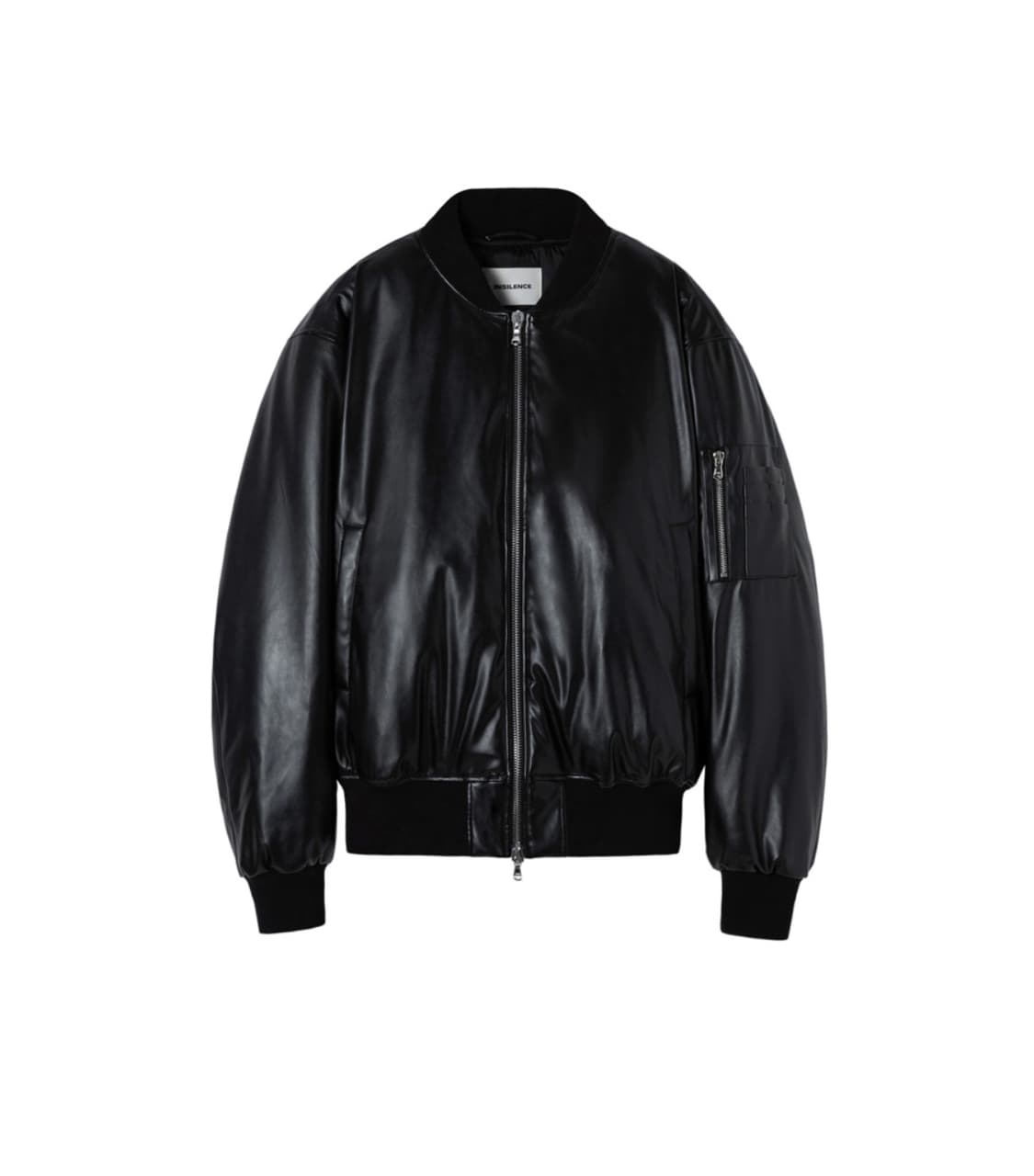 새상품(M)인사일런스 비건 레더 MA-1 블랙 상품이미지4