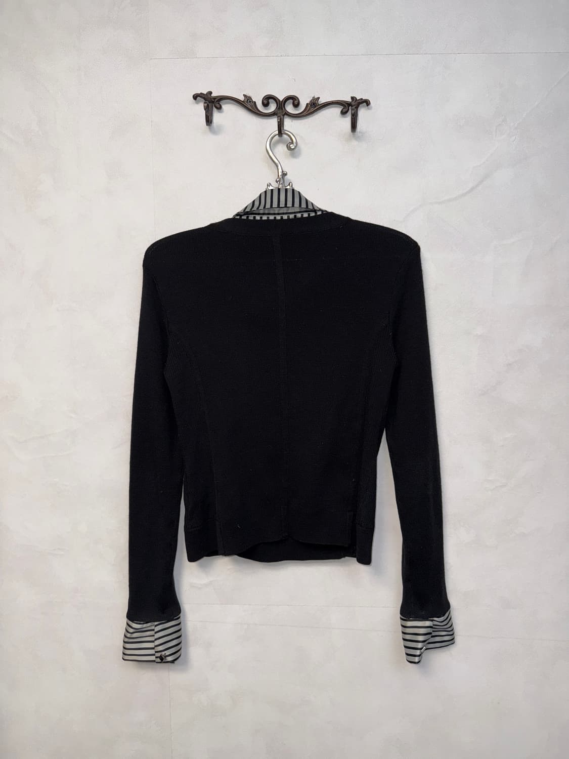 Anne Klein black silver stripe 랩 셔츠가디건 상품이미지5