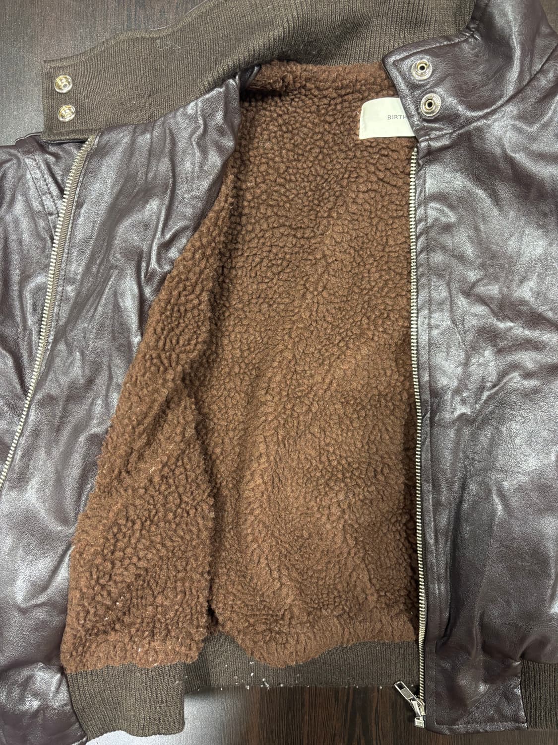 일본 빈티지 브라운 레더 숏 봄버 자켓 상품이미지5