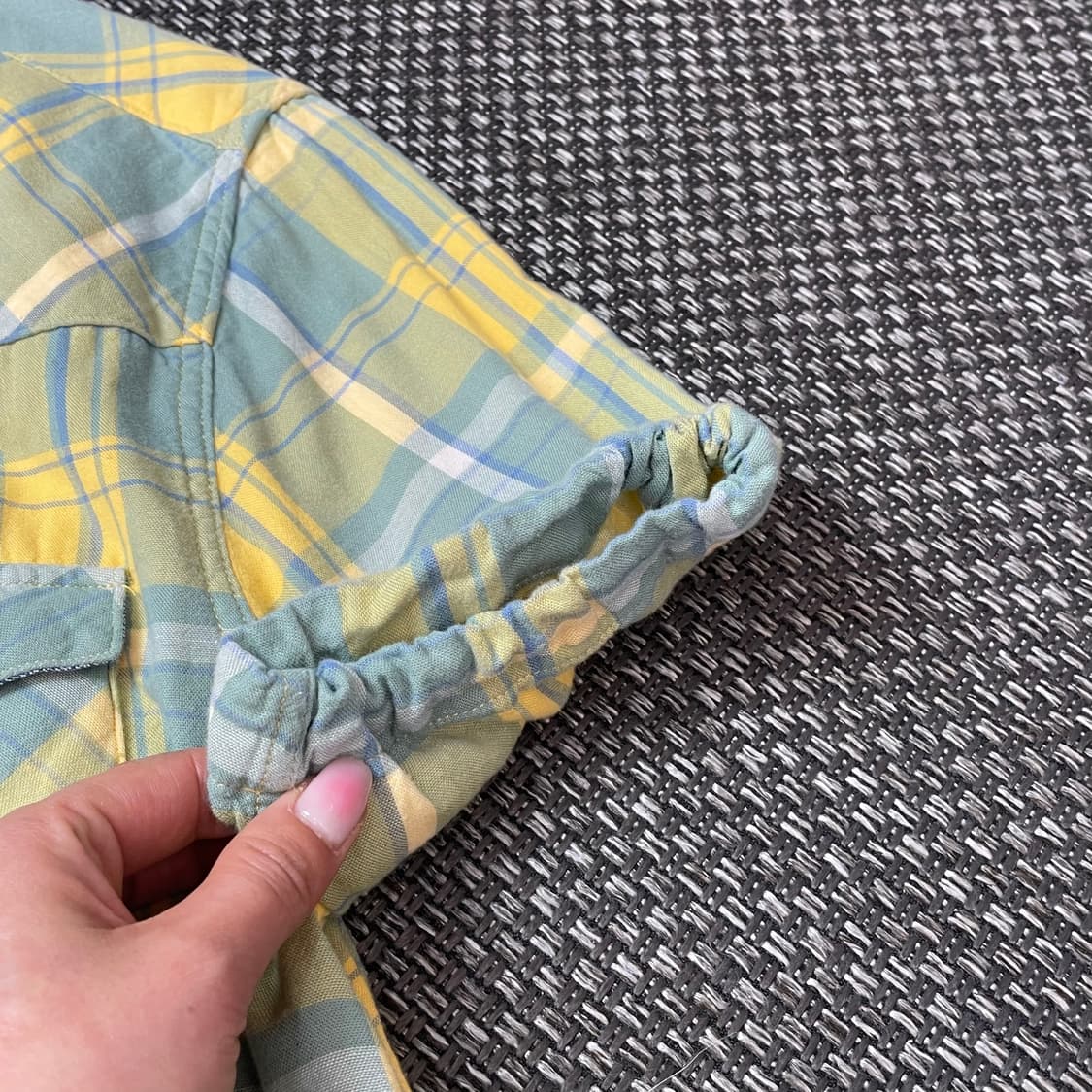 리바이스 옐로우그린 체크 코튼 반팔 셔츠 M 상품이미지5