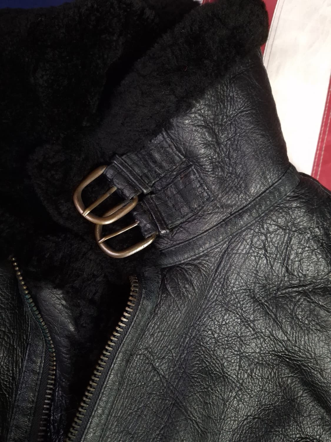 90's 국내산 미공군 B-3 TYPE 리얼레더 항공폭격기 무스탕 상품이미지6