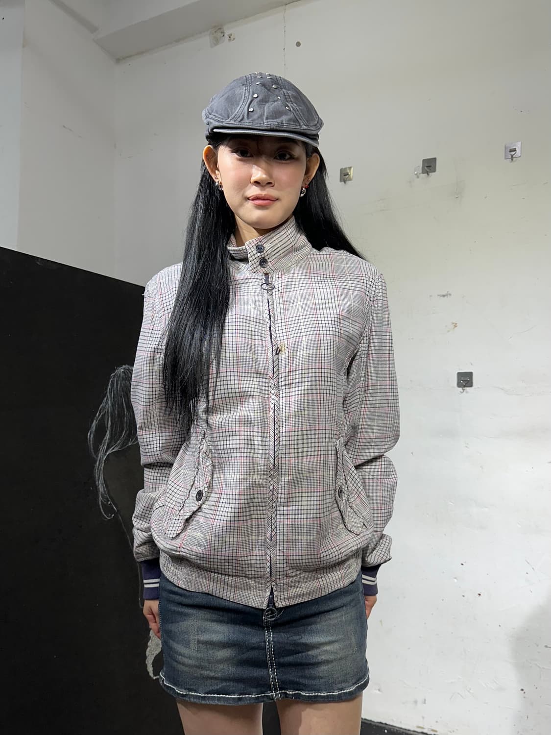 디젤 하이넥 투웨이 트단 체크 바스티 자켓 상품이미지4