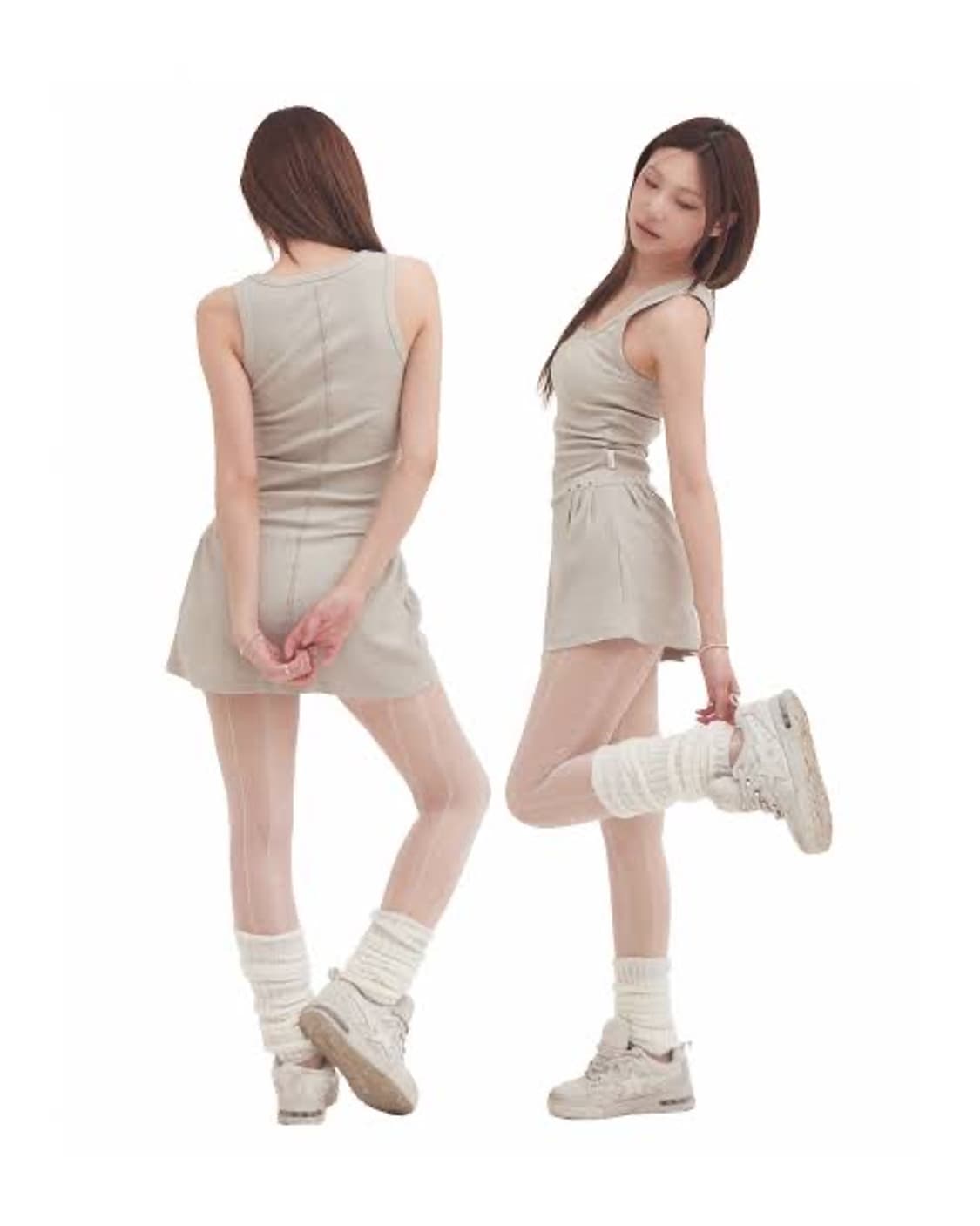 포어링 stud mini dress 원피스 베이지 상품이미지1
