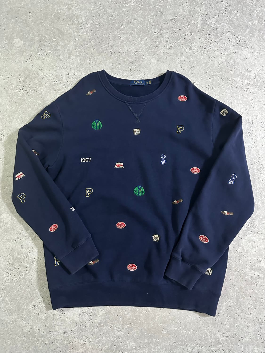 폴로 랄프로렌 네이비 멀티 포니 자수 기모 맨투맨 상품이미지2