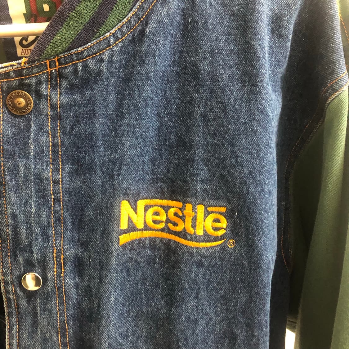 Nestle 로고 데님 빈티지 바시티 자켓 M 상품이미지5