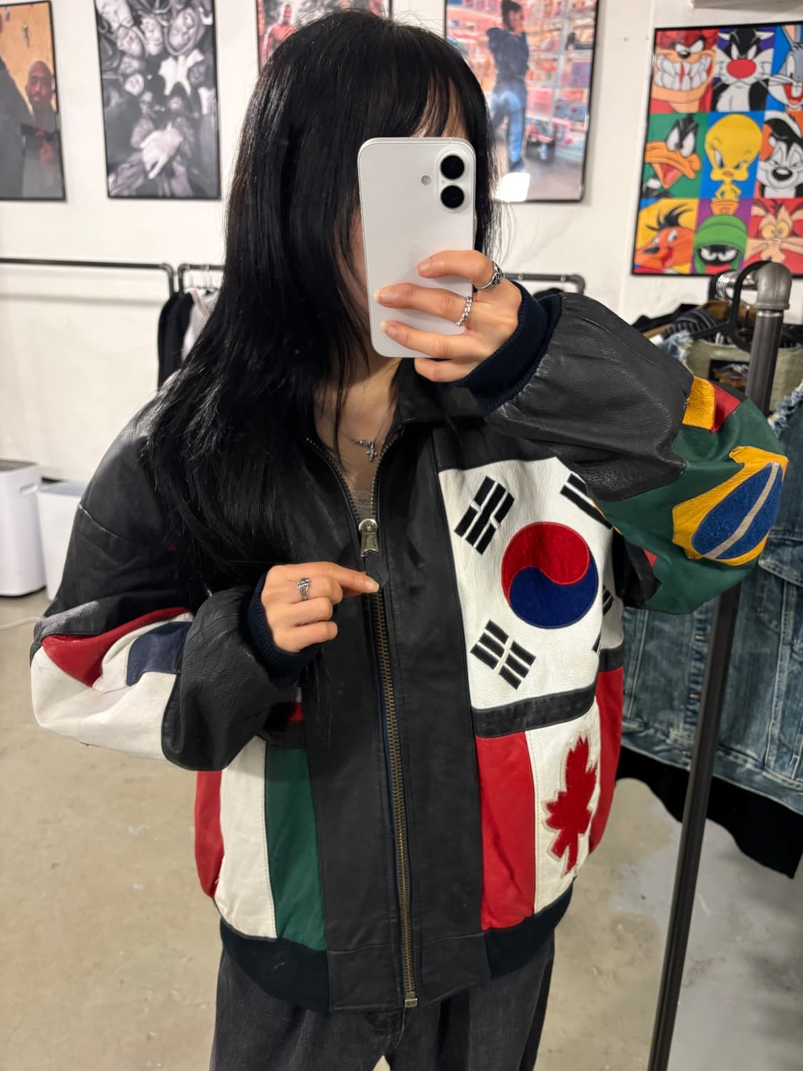 VTG 만국기 가죽자켓 상품이미지8