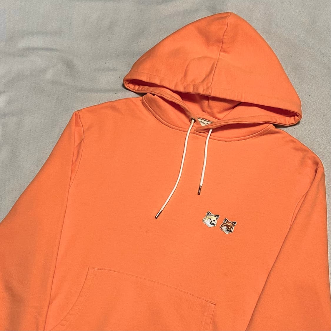 S 메종 키츠네 더블 폭스 헤드 오렌지 후드티 상품이미지1