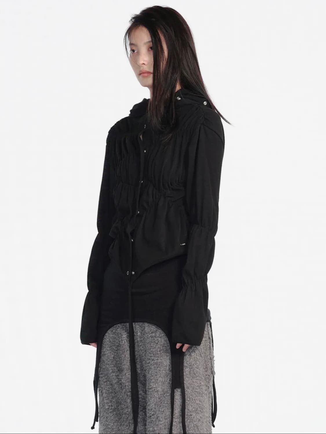 세릭 가디건 / SHIRRING WRAP HOOD CARDIGAN / B 상품이미지2