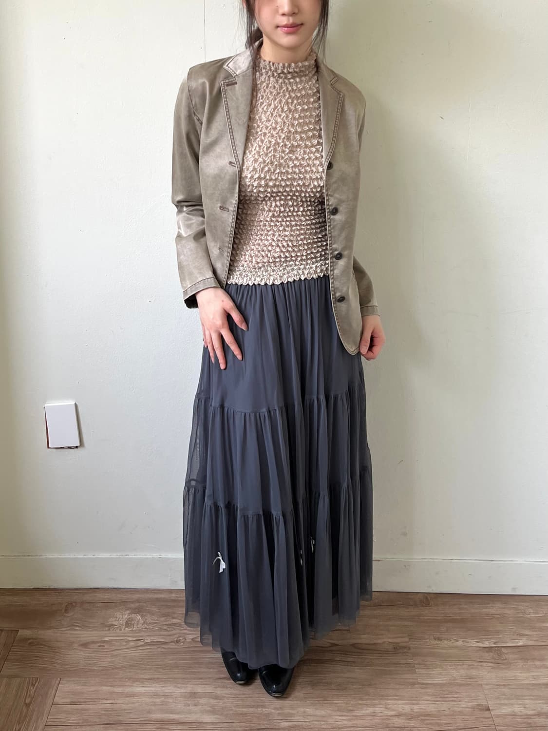 TYTYCLAPPY 레이스 롱 스커트 상품이미지5