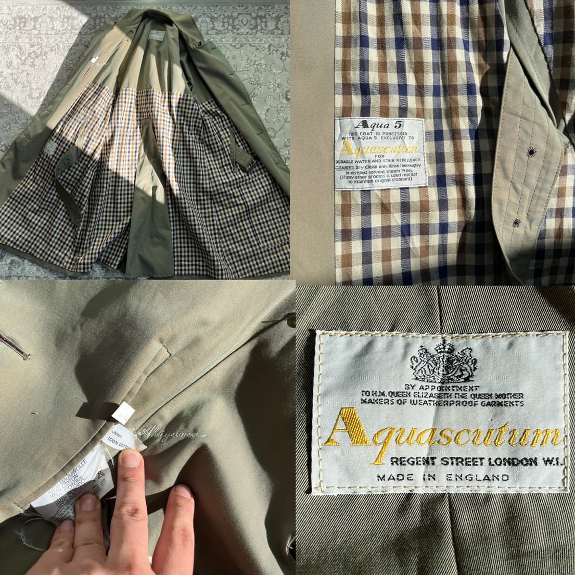 80s 아쿠아큐스텀 트렌치코트 레어 디테일 아쿠아5 영국 생산 상품이미지10