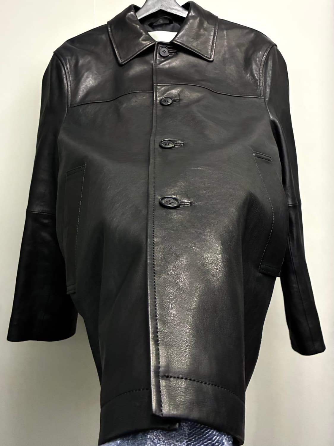 (XS)Dunst 던스트 유니섹스 램스킨 하프 카코트 레더자켓 상품이미지4