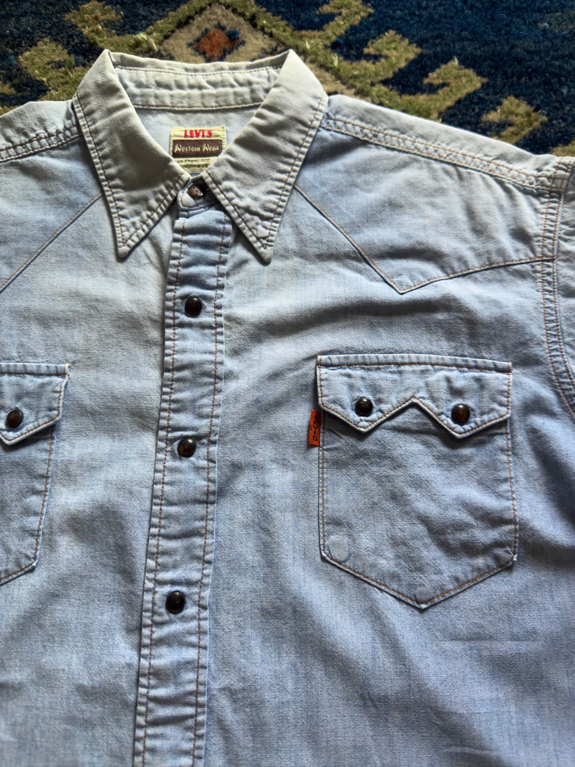 90s Levi's 웨스턴 샴브레이 셀비지 셔츠 상품이미지6