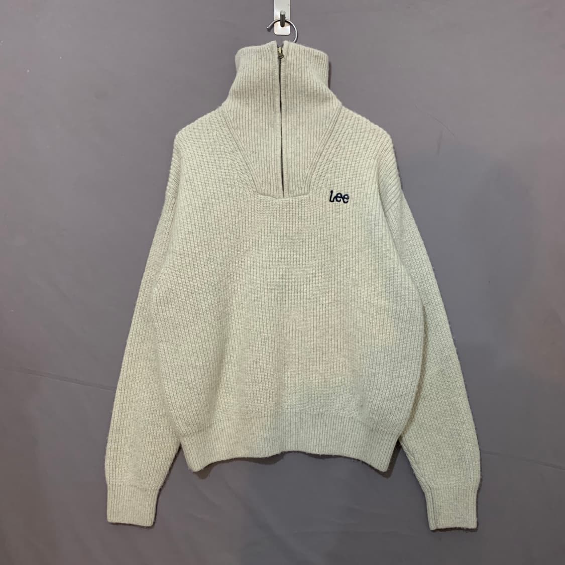 S LEE 리 쿼터 하프 반집업 오트밀 니트 상품이미지3