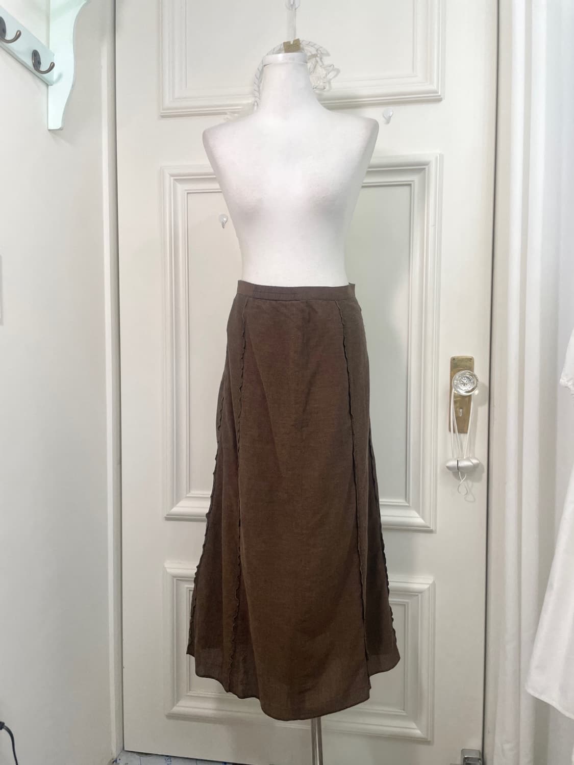 brown mini ruffle point mori long skirt 상품이미지1