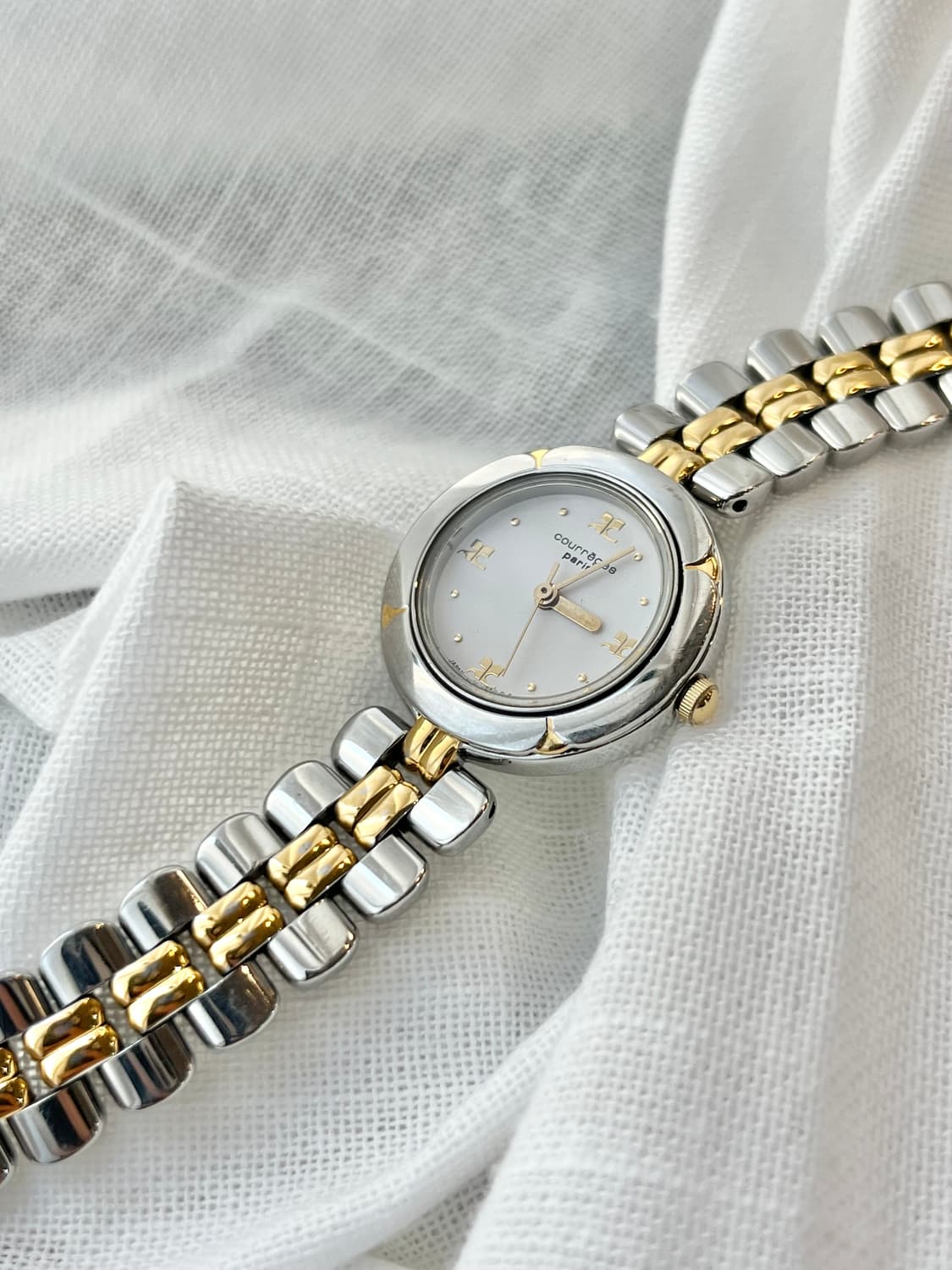 90s 꾸레쥬 로고아워 손목시계 콤비 상품이미지4