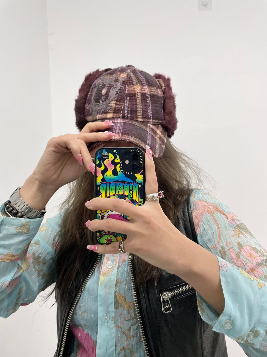 보이런던 체크 패치 트루퍼햇 *레어 상품이미지3