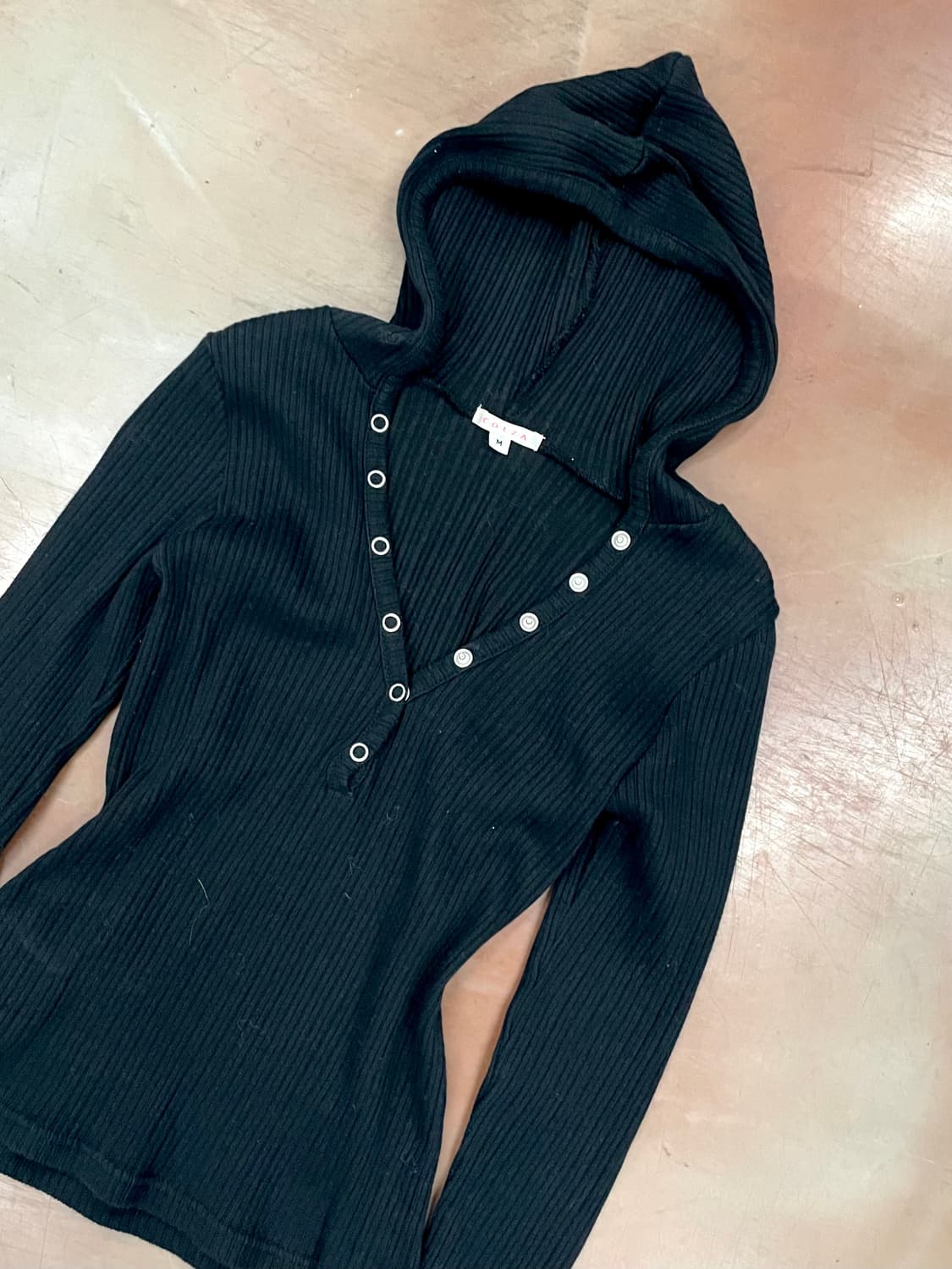Black button hoodie Slim T 상품이미지4