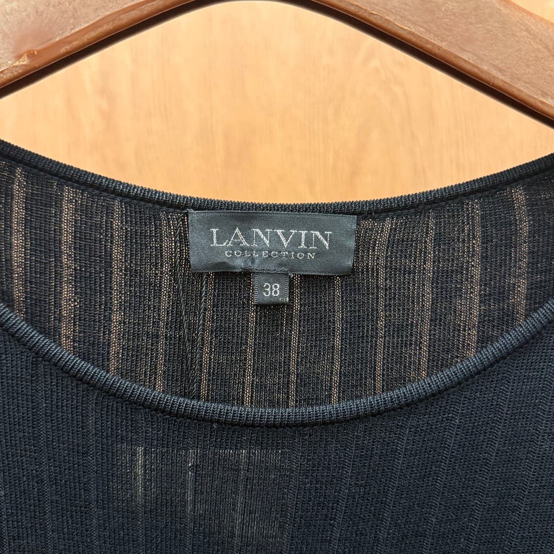 랑방 컬렉션 리브 니트 반팔 티셔츠 시어 미니멀 슬림핏 블랙 상품이미지7