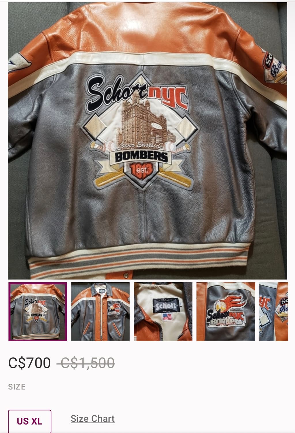 Schott 쇼트 eastside bomber 레더 자켓 상품이미지5