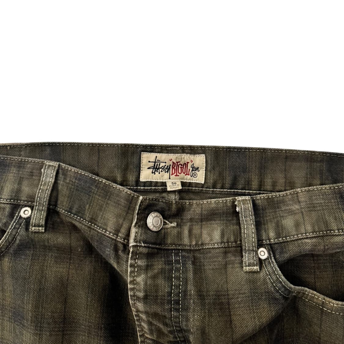 스투시 빅올 캔버스 플레이드 쇼츠 반바지 올리브 상품이미지6