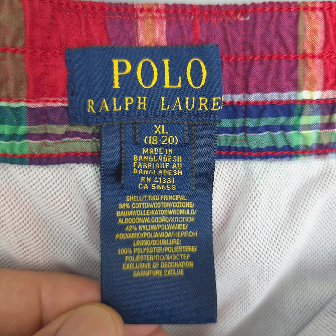폴로 랄프로렌 Polo 매드라스 체크 수영 반바지 XL 상품이미지9