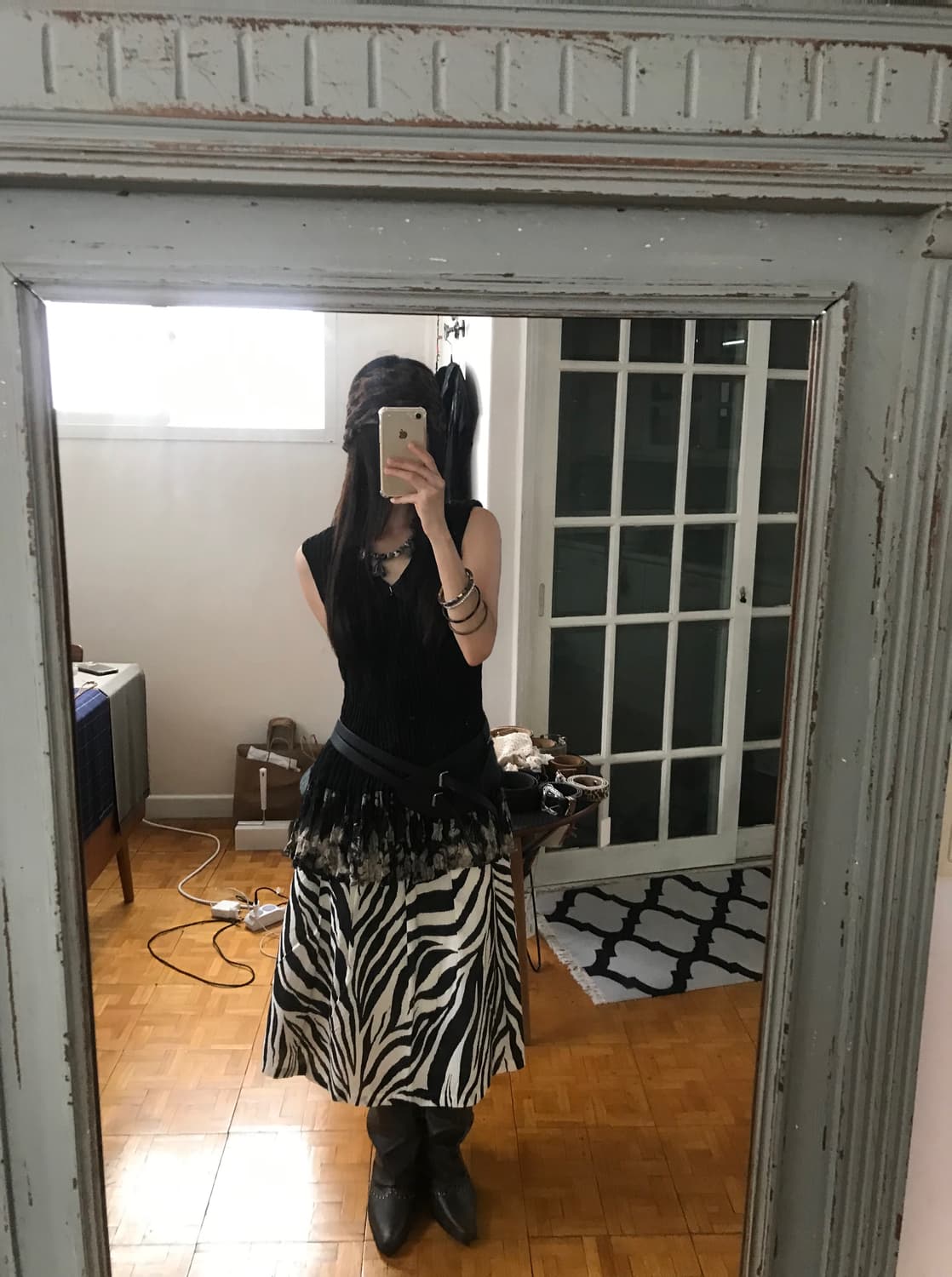 vintage pleats pattern sleeveless 상품이미지1
