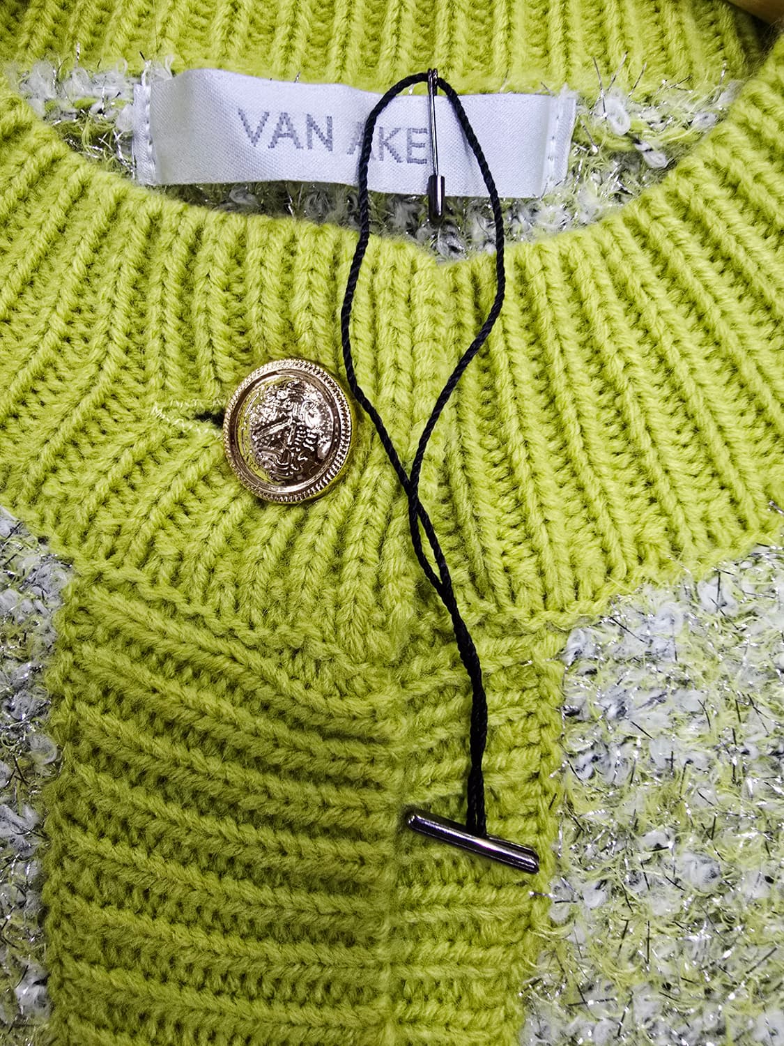 새상품 VAN AKE 라임 트위드 가디건 상품이미지8